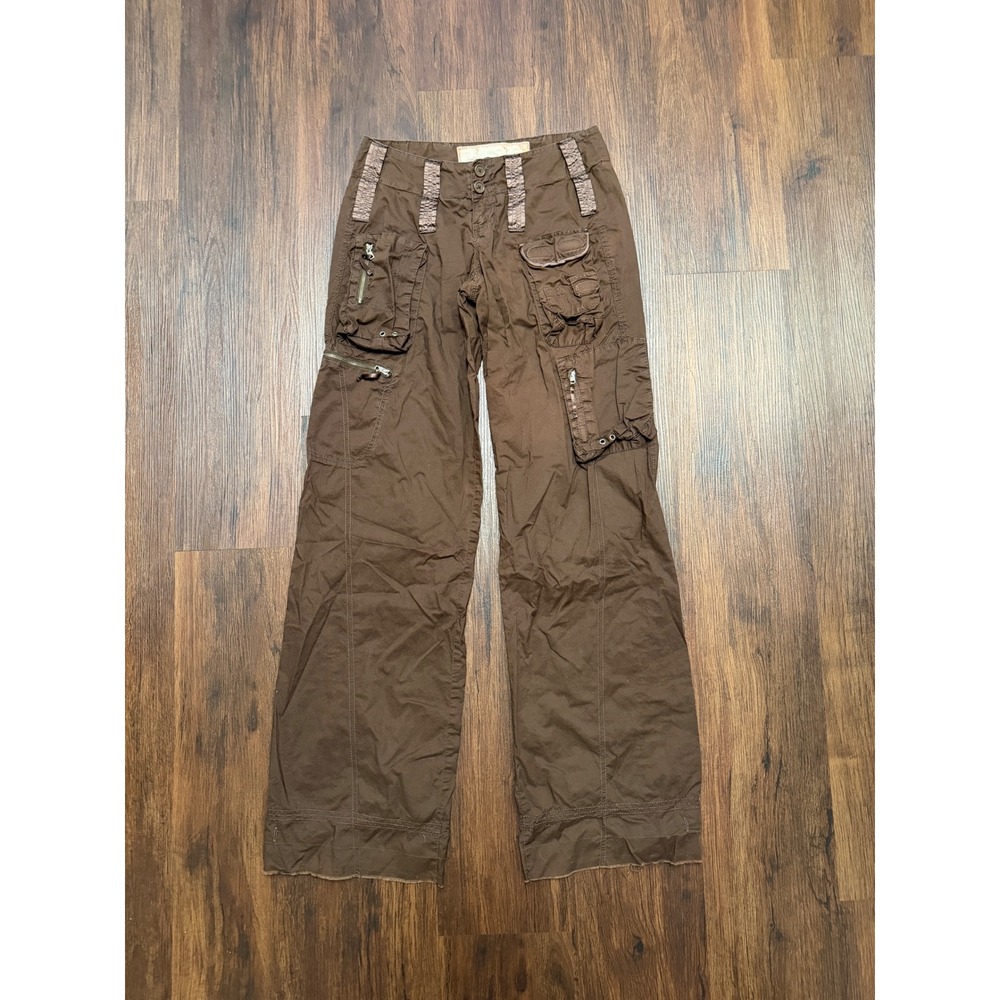 Vintage Y2K Abercrombie Fitch Cargo Pants Sz. 00 Brown Paratrooper Wide Leg 1892